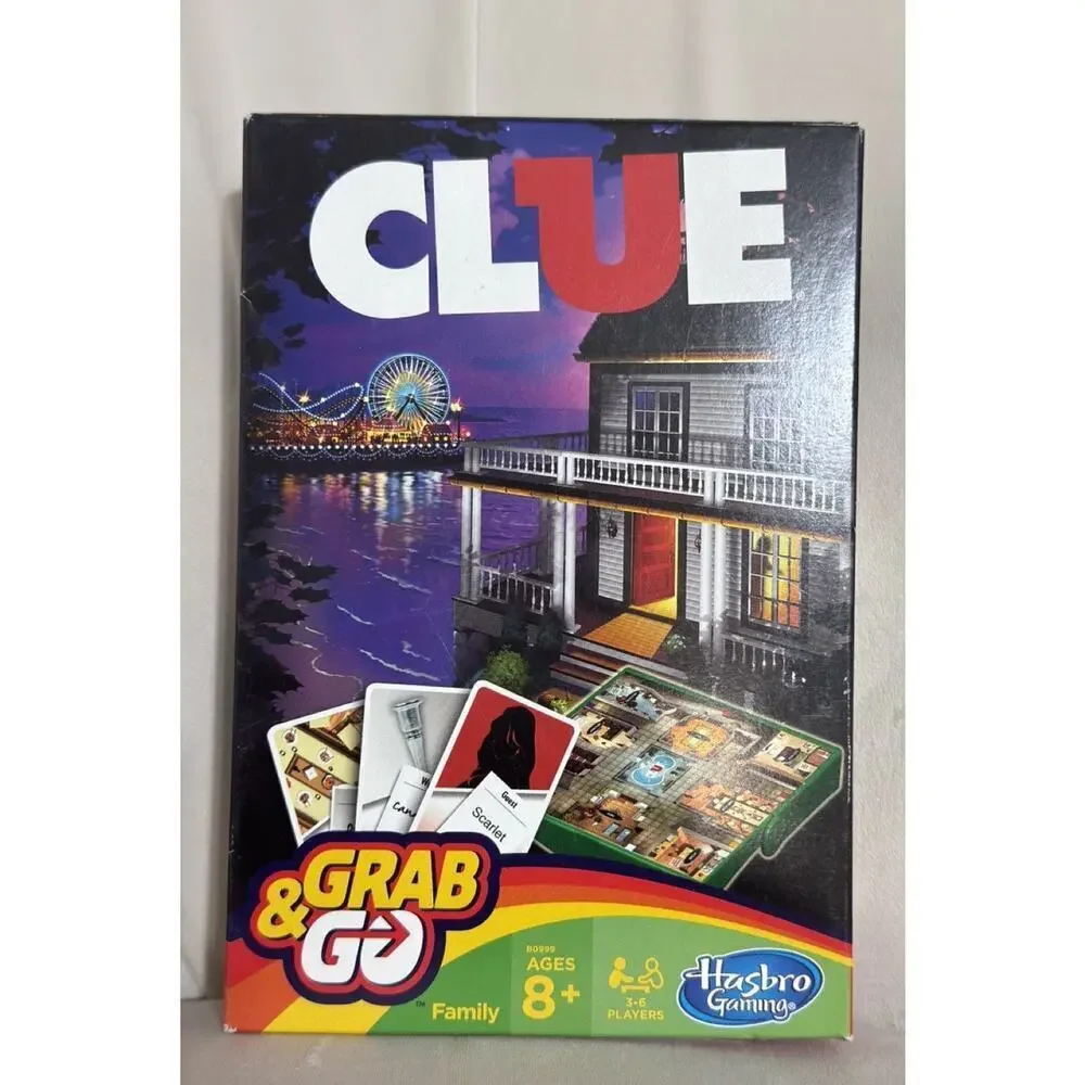 Hasbro Gaming Clue Grab and Go Game Compact Travel Mystery Board Game Ages 8+